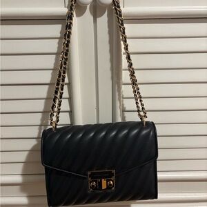 Michael Kors Black Quilted Shoulder Bag with Gold Chain